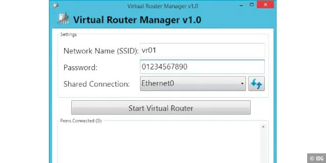 Windows als WLAN-Router: Mit der Freeware Virtual Router Manager stellen Sie die Ethernet-Verbindung des PCs anderen Geräten per WLAN zur Verfügung.