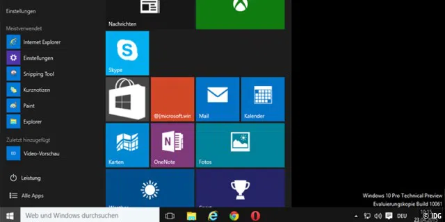 Windows 10 TP Build 10061: Blick auf den Desktop