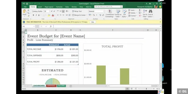Erster Blick auf Excel 2016