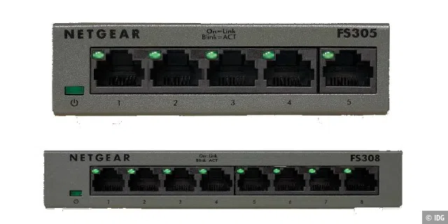 Ethernet-Verteiler: Mit einem Switch verbinden Sie mehrere Geräte in Ihrem Netzwerk per Ethernet-Kabel. Es gibt Modelle mit vier, acht oder mehr Ports.