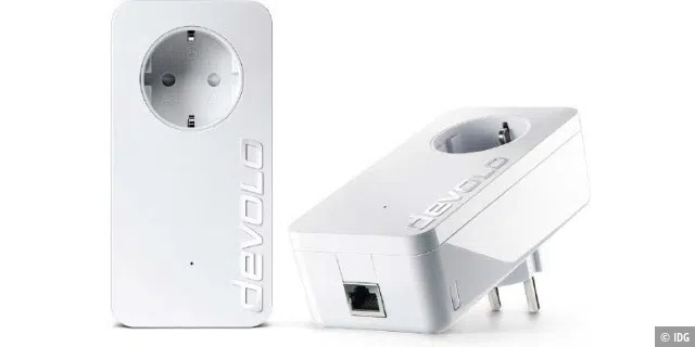 Powerline: Die Adapter von Devolo (dLAN 1200+) enthalten eine Steckdose, so dass Ihnen kein Stromanschluss verloren geht.