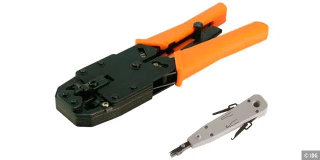 Werkzeug für Bastler: Wenn Sie Ethernet-Kabel selbst anfertigen wollen, benötigen Sie eine Crimp-Zange für die Stecker und ein Auflegewerkzeug für die Dosen.