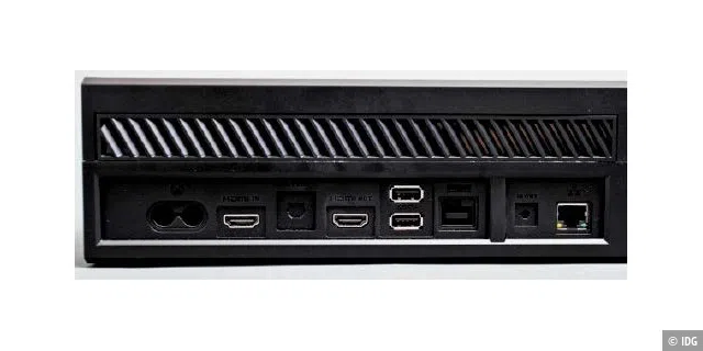 Microsoft Xbox One: Die Konsole hat einen Gigabit-Ethernet- Anschluss, erkennt UPnP-Server im Netz und eignet sich damit als Streaming-Client.