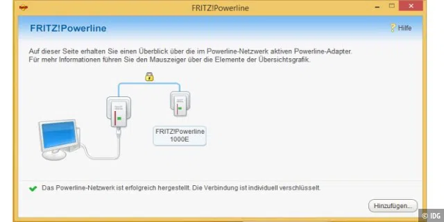 Sehr übersichtlich: Fritz Powerline, das Software-Tool zum AVM-Powerline-Adapter