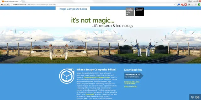 Ein weiteres Beispiel aus dem Tool Image Composite Editor (Projekt-Seite: Microsoft).