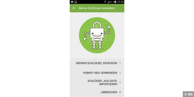Die App Open Keychain liefert eine ganz brauchbare PGP-Schlüsselverwaltung für Android.