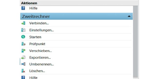 Starten Sie die virtuelle Maschine, dann klicken Sie auf &bdquo;Verbinden&ldquo;, um den Desktop des virtuellen Systems auf den Monitor zu holen.