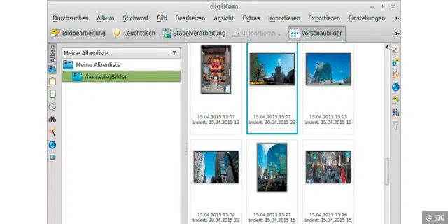 Digikam bietet Verwaltungsfunktionen für Bilderordner und grundlegende Tools für die Bildbearbeitung.