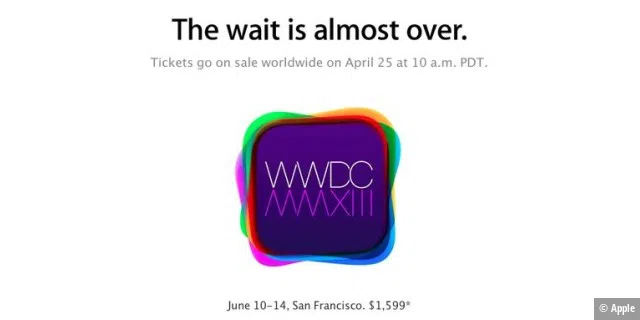 Die WWDC 2013 war nach 71 Sekunden ausverkauft. Manche Verschwörungstheoretiker unter den Apple-Bloggern haben in das Einladungsbild durch wilde Buchstabenverdrehungen noch eine iWatch interpretiert. Wie bekannt, ist es nicht so gekommen.