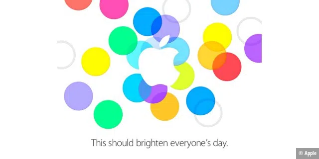 Die Einladung zum Apple Event am 10. September lässt der Fantasie den freien Lauf: In die bunten Kreisen kann man fast alles rein interpretieren. Die Farben sind an die Farbgebung des iOS 7 angelehnt. 
