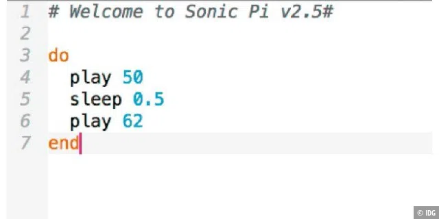 So fassen Sie die Ausgabe mehrerer Kommandos in Sonic Pi zusammen, um diese zu wiederholen.