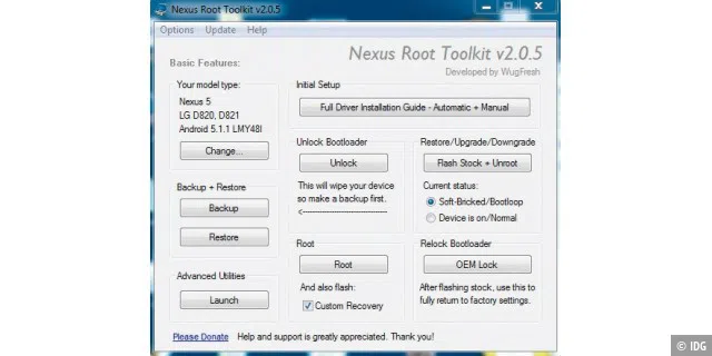 Mit dem Nexus Root Toolkit rooten Sie Ihr Nexus-Gerät in weniger als zehn Minuten – die Schritte sind sehr simpel.