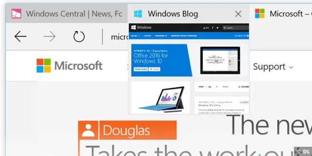 Microsoft Edge mit neuer Tab-Vorschau-Funktion