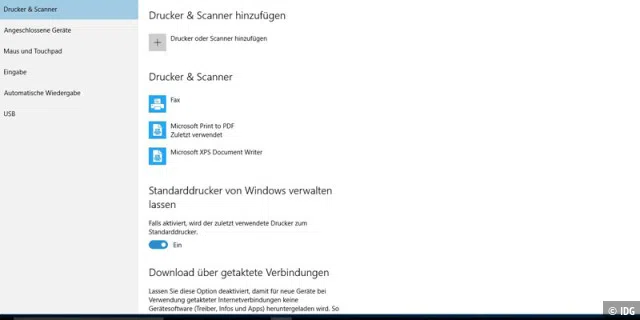 Windows 10 Version 1511: Neue Einstellung für die automatische Ermittlung des Standarddruckers