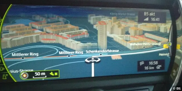 3D-Gebäude auf der Navigationskarte.