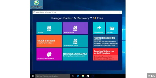 Paragon Backup & Recovery 14 ist ein leistungsfähiges Backup-Programm, das sowohl Ordner als auch ganze Partitionen und Festplatten sichert.
