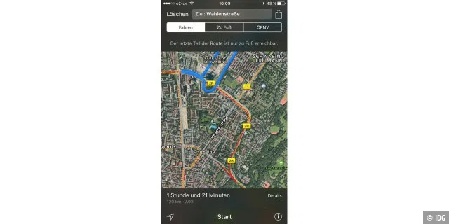 Die Karten-App von Apple lotst erstaunlich exakt. Dank der Verkehrslagedaten von TomTom Traffic.