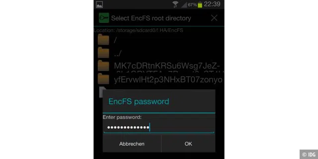 Die kostenlose Android-App ist voll kompatibel mit Enc-FS-Ordnern.