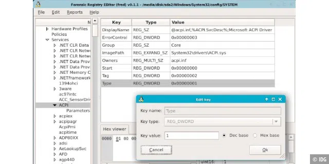 Der Registry-Editor FRED ermöglicht es Ihnen - auch vom Notfall-System aus - Werte in der Windows- Registry zu ändern oder zu löschen.