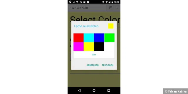 Das Colorpicker-Element im Android-5.0-Browser