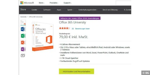 Mit 79 Euro für eine 4-Jahres-Lizenz ist Office 365 University günstig, je nach Hochschule können Studierende die Bürosoftware von Microsoft aber sogar gratis nutzen.