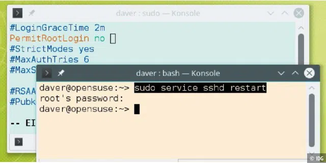 Reservierte Konten mit bekannten Namen wie „root“ sollten bei Linux-Servern im Internet über SSH gar nicht erst erreichbar sein.