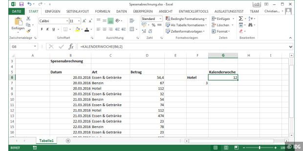 Kalenderwoche Excel