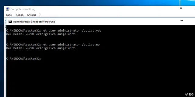 Windows 10: Aktivierung des Administrator-Kontos über die Eingabeaufforderung