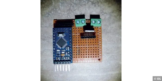 Der Arduino auf der Trägerplatine.