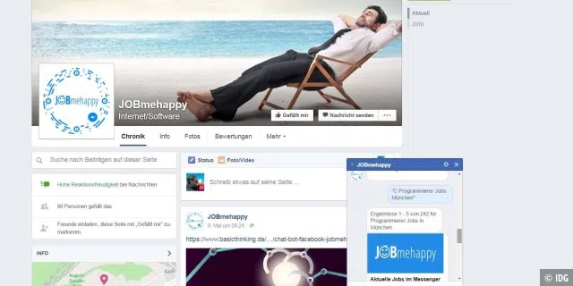 Chat-Bot für Facebook-Messenger sucht Jobs für Sie
