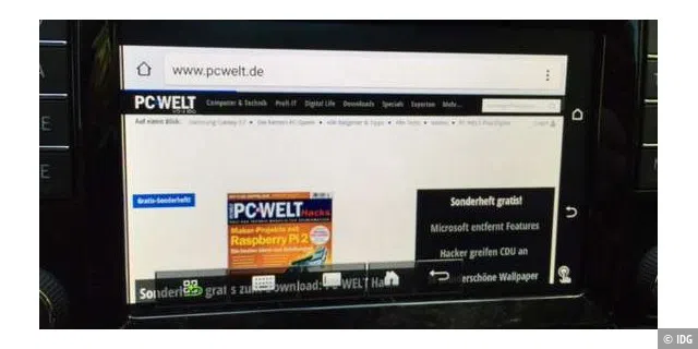 pcwelt.de im Chrome-Browser unter Mirrorlink
