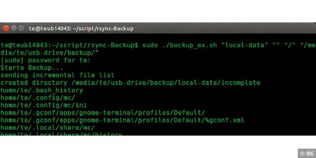 Mit dem Script „backup_ex.sh“ lassen sich bestimmte Verzeichnisse ein-oder ausschließen.
