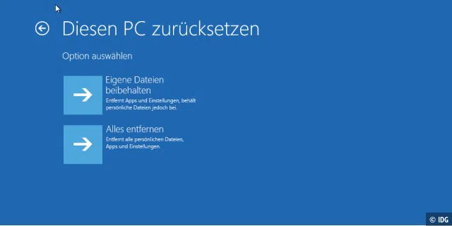 Windows 10 zurücksetzen - alles löschen
