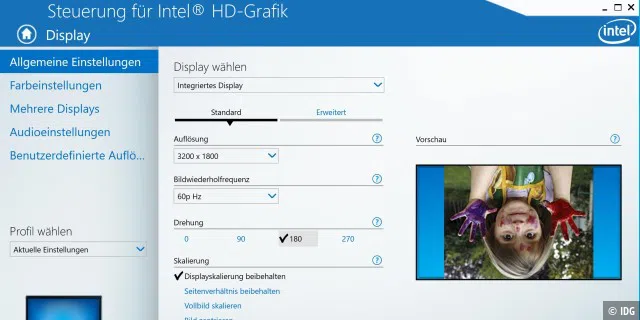 Windows 8: Den Bildschirm drehen mit Hilfe der Grafikkarteneinstellungen