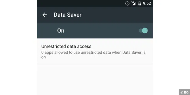 Die neue Funktion Data Saver ermöglicht dem Anwender, das Datenvolumen, das Apps verbrauchen, genau zu kontrollieren und einzuschränken.