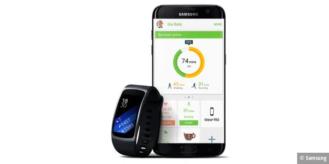Die aufgezeichneten Daten werden auch in der Samsung-App S Health gespeichert.