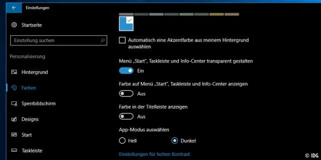 Das Dunkel-Theme in Windows 10 lässt sich über die Einstellungen aktivieren