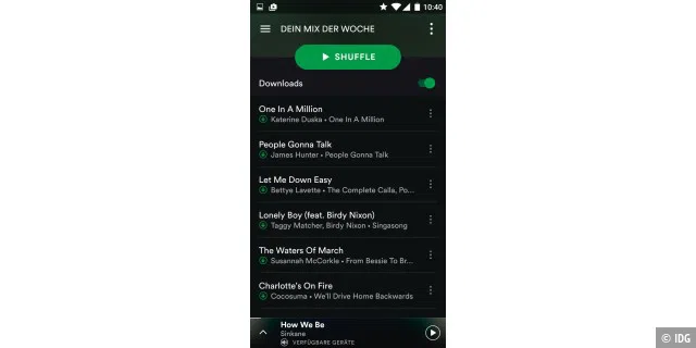 Wer Spotify Premium nutzt, kann sich Playlisten auch auf sein Smartphone herunterladen und dann offline hören.