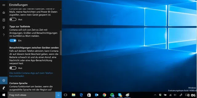 Cortana unter Windows 10 synchronisiert Benachrichtigungen über Gerätegrenzen hinweg.