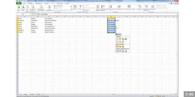 Werte einfügen in Excel