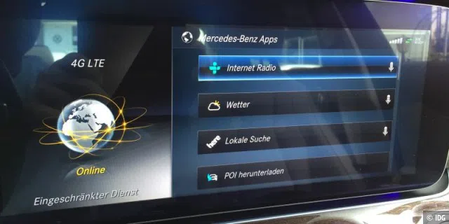 Die Zahl der Mercedes-Benz-Apps ist gegenüber dem Vorgänger gesunken.