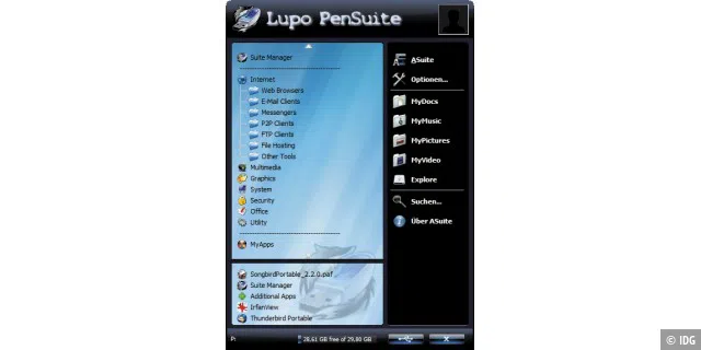 Über das übersichtlich gestaltete Startmenü der Lupo Pen Suite greifen Sie ganz bequem auf alle integrierten Anwendungen zu.