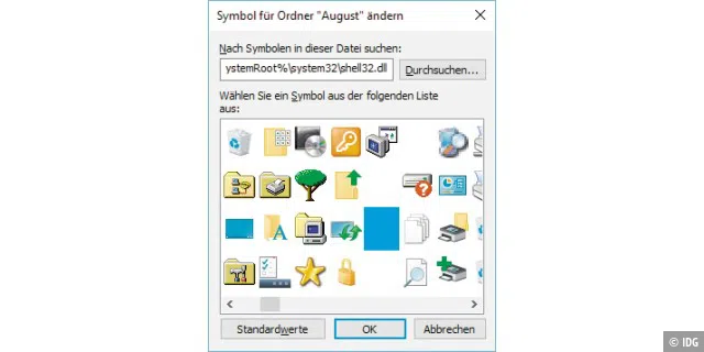 Windows bietet transparente Icons an, die im Explorer nicht sichtbar sind. Einen erfahrenen Anwender kann das zwar nicht täuschen, eine erste Tarnung ist es aber.
