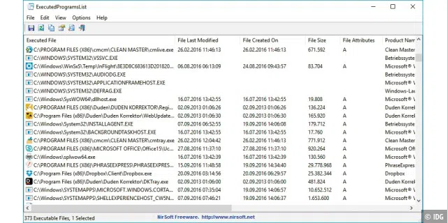 Die Freeware Executed Programs List offenbart, welche Programme zuletzt unter Windows genutzt wurden. Mit ein paar Reinigungstools und einer Suche in der Registry lassen sich die Spuren aber beseitigen.