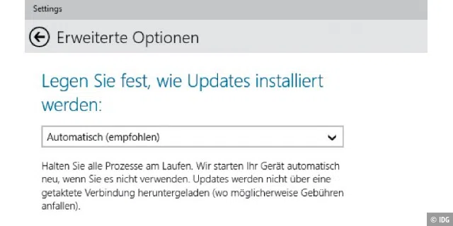 Dank der voreingestellten automatischen Updates lädt Windows 10 TP ohne Zutun des Anwenders alle wichtigen System-Updates herunter und installiert sie.