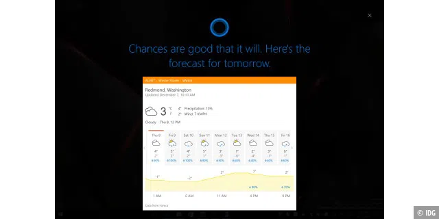 Cortana besitzt nun einen Full-Screen-Modus
