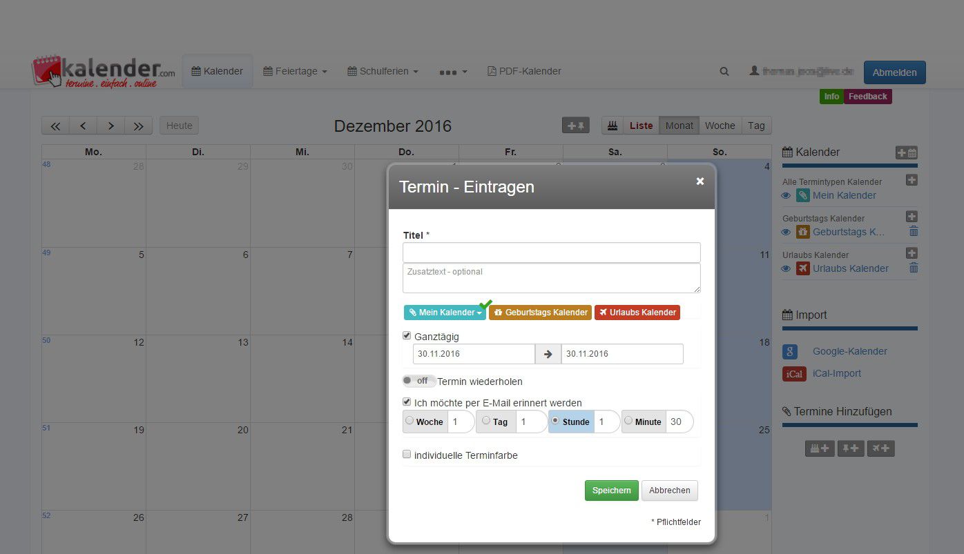Evernote Google Kalender
