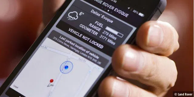 Die Remote-App zeigt an, wo der Land Rover steht.