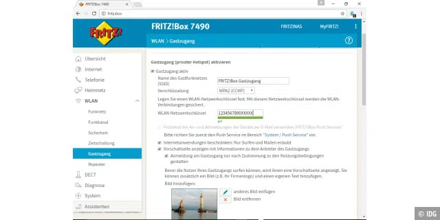 Für den Gastzugang über WLAN stellt die aktuelle Version der Fritzbox-Software umfangreiche Konfigurationsmöglichkeiten bereit.
