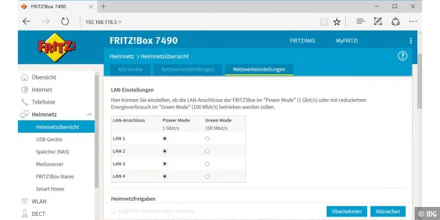 Warum sind die LAN-Verbindungen nur mit 100 Mbit/s möglich, obwohl die Fritzbox mehr kann?
